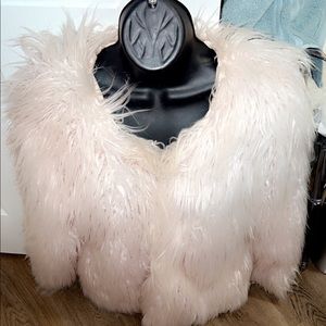True Religion Womens Fur Light Pink Coat New with tag $150